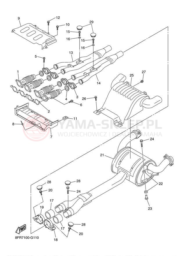 Schemat "Wydech końcowy" do Yamaha APEX GT RX10GTYL