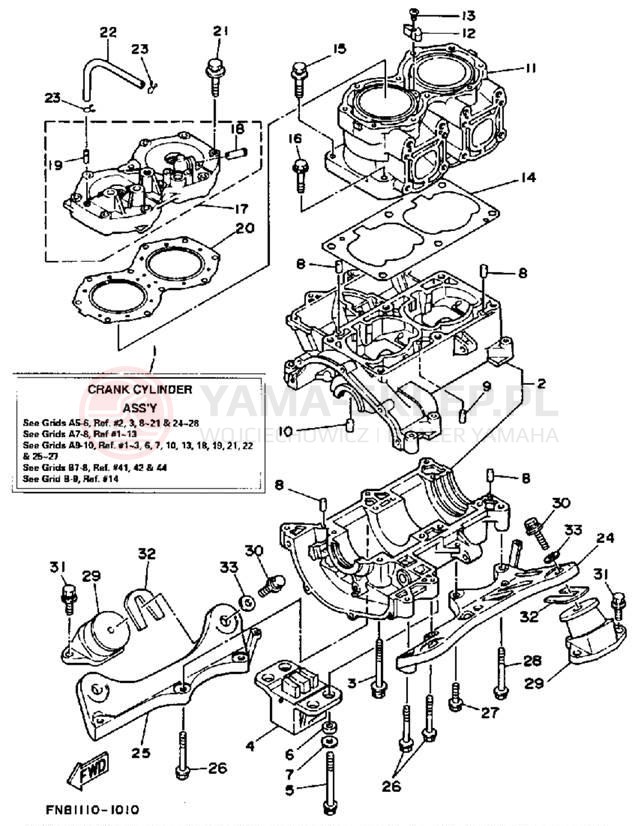 Schemat "cylinder, obudowa silnika" do Yamaha WRB650P_61
