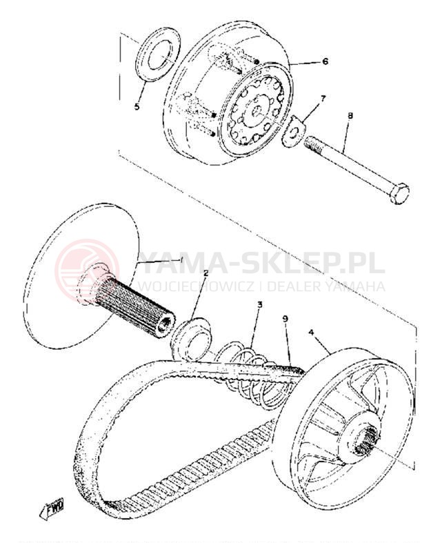 Schemat "PRIMARY SHEAVE" do Yamaha EX340/EX440