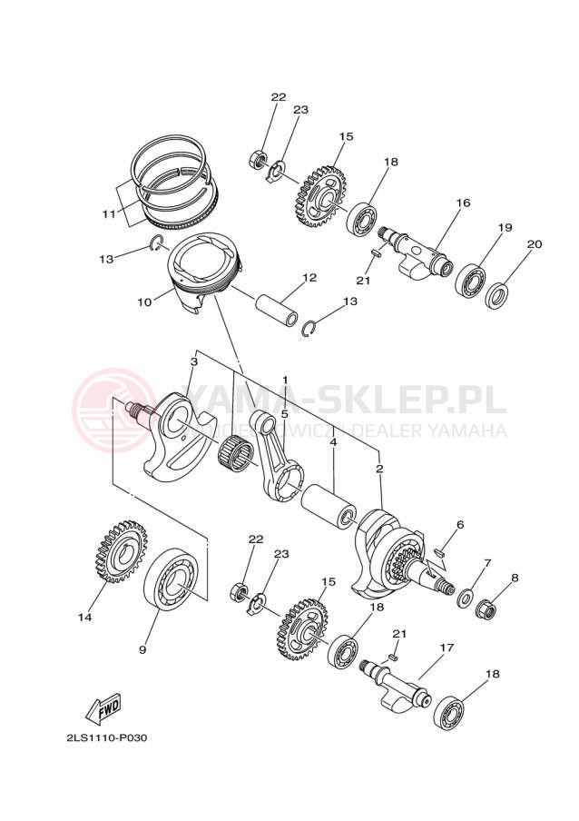 Schemat "Wał korbowy, tłok" do Yamaha RAPTOR 700 YFM700RFL