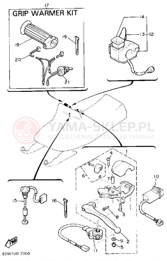 Schemat "Kierownica i osprzęt" do Yamaha SRV SR540L