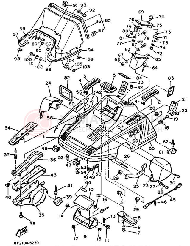 Schemat "SHROUD - WINDSHIELD" do Yamaha SRV SR540J