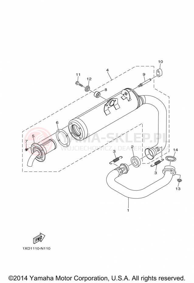 Schemat "Wydech końcowy" do Yamaha VIKING YXM700DFL