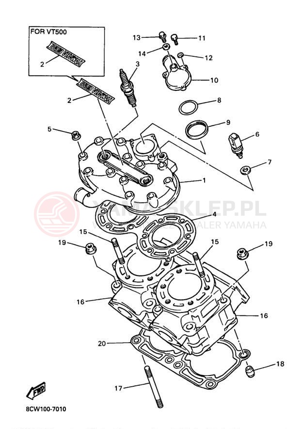 Schemat "głowica" do Yamaha VENTURE 500 VT500B/VT600B