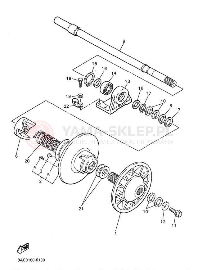 Schemat "Przeniesienie napędu" do Yamaha VK540 II VK540EA