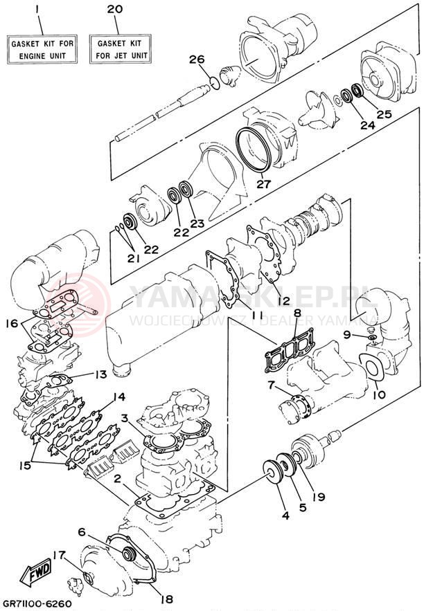 Schemat "Zestaw naprawczy" do Yamaha SUPER JET SJ700AZ