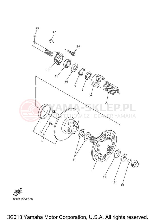 Schemat "Przeniesienie napędu" do Yamaha PHAZER RTX PZ50RTXL/PZ50RTXW
