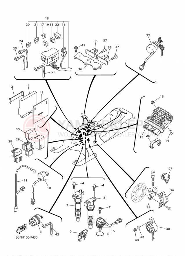 Schemat "układ elektryczny" do Yamaha PHAZER XTX PZ50XTFB