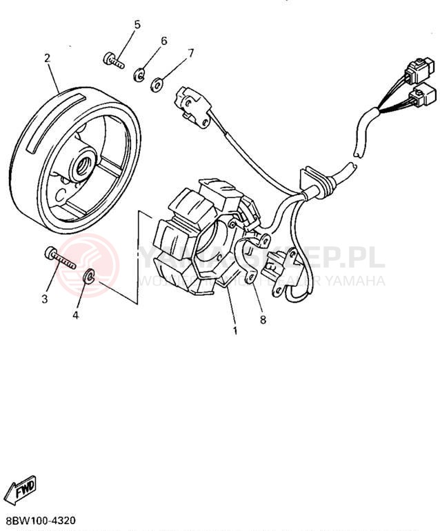 Schemat "prądnica" do Yamaha VMAX-4 VX750U