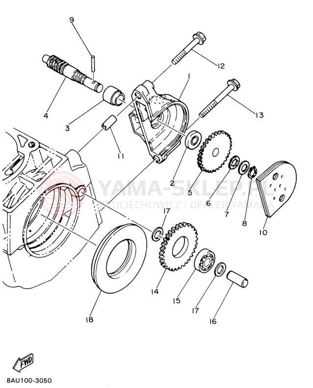 Schemat "przeniesienie napędu" do Yamaha VK540 III VK540ED