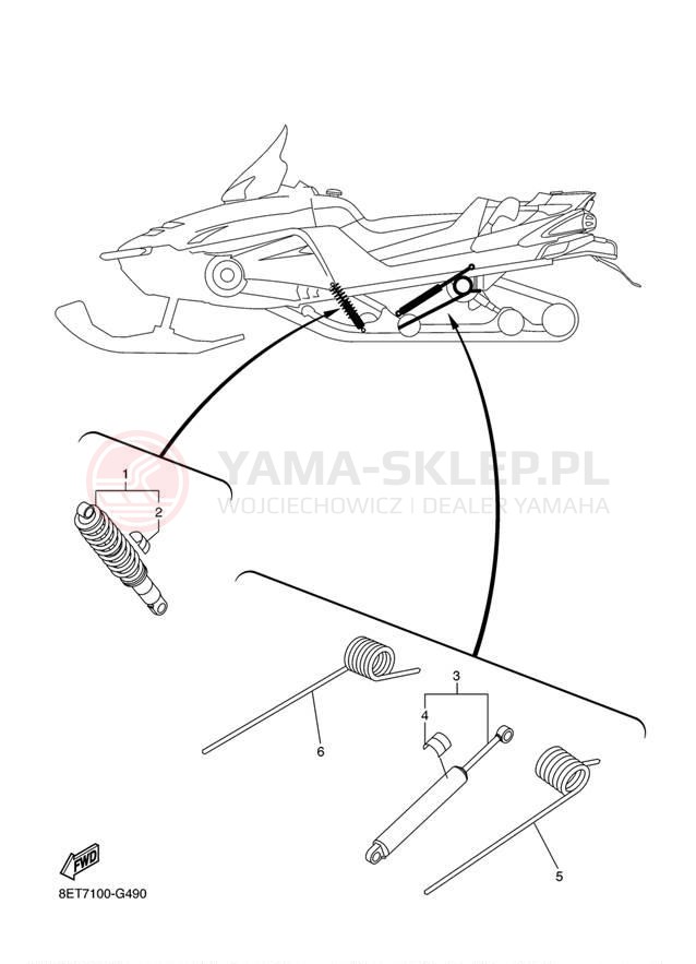Schemat "zawieszenie tył" do Yamaha RS VENTURE RST90AS