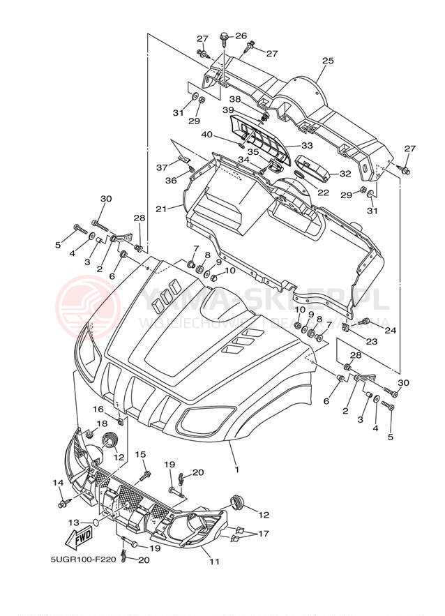 Schemat "Przedni błotnik" do Yamaha RHINO 450 YXR45FW