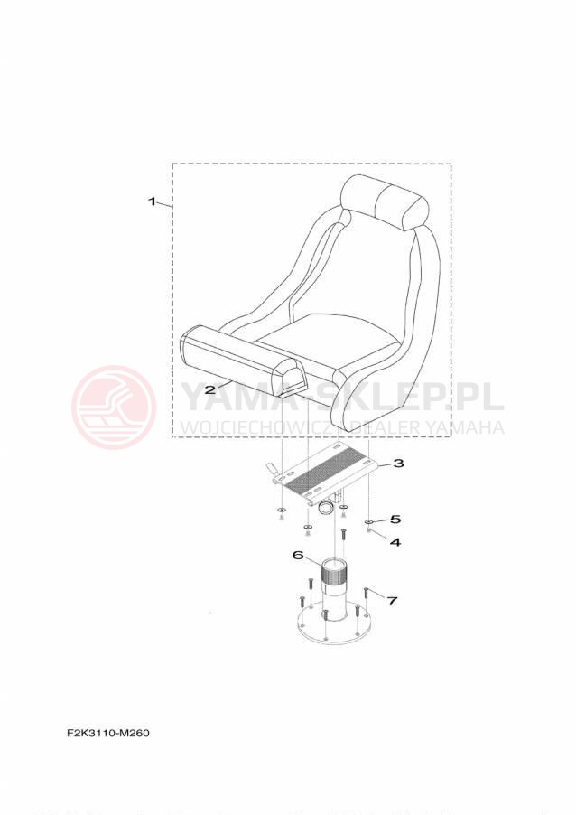 Schemat "SWIVEL SEAT" do Yamaha 212X XAT1800AP/XAT1800BP