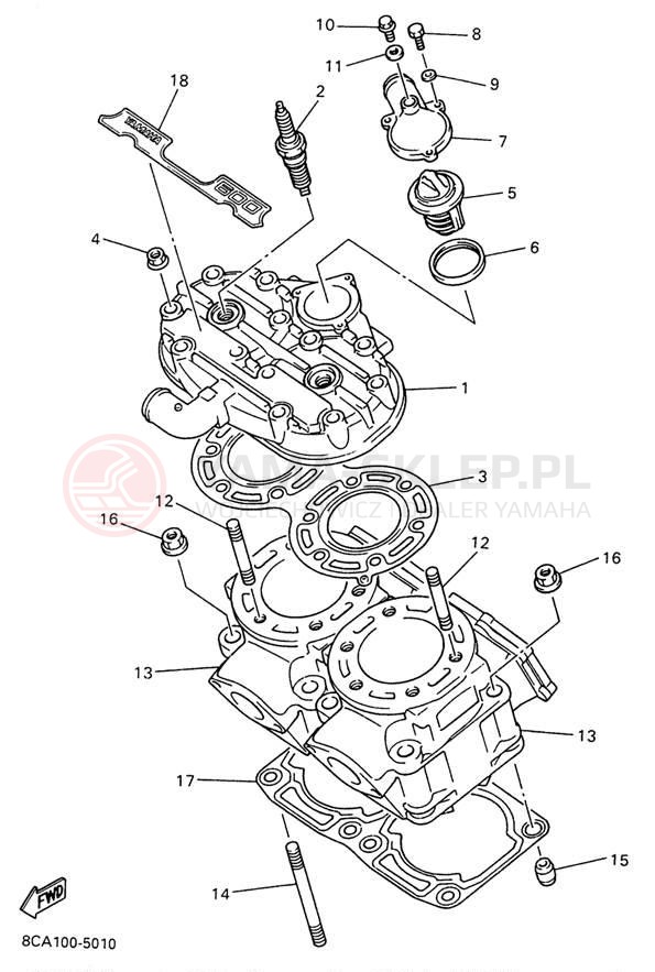 Schemat "głowica" do Yamaha VMAX 600 DX VX600DXW