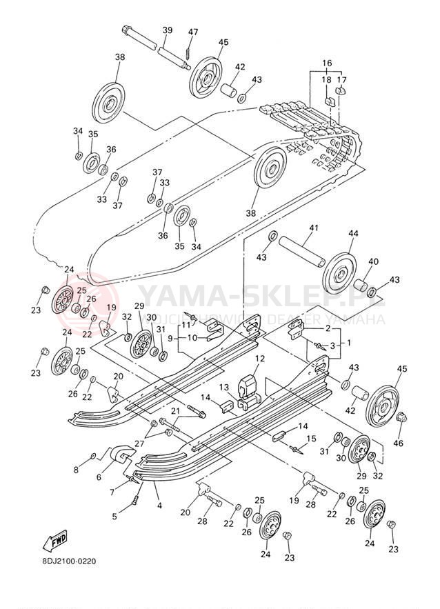 Schemat "Zawieszenie gąsiennicy" do Yamaha PHAZER 500 PZ500F
