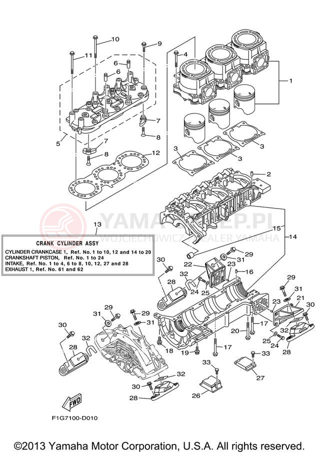 Schemat "Obudowa silnika - cylinder" do Yamaha GP1300-G E/GP1300-G