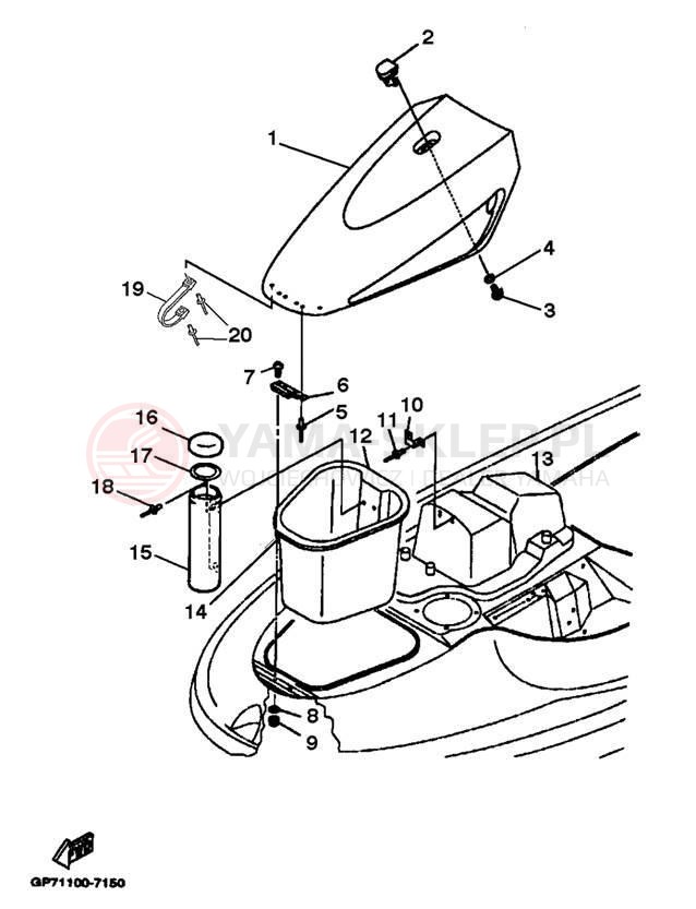 Schemat "ENGINE HATCH" do Yamaha WAVE RUNNER GP1200 GP1200V