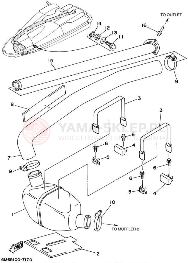 Schemat "Wydech końcowy" do Yamaha SUPER JET SJ700AZ