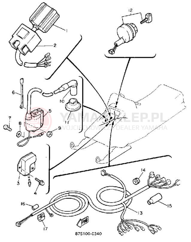 Schemat "układ elektryczny" do Yamaha BRAVO LT (LONG TRACK) BR250TR