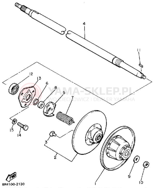 Schemat "Przeniesienie napędu" do Yamaha BRAVO T (LONG TRACK) BR250TS