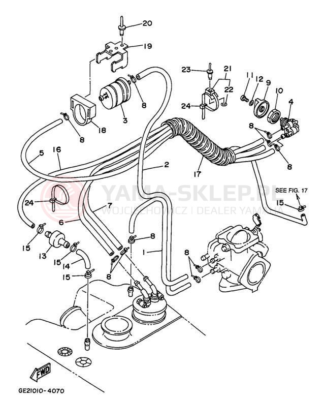 Schemat "Układ paliwowy" do Yamaha WAVE RUNNER III WRA700V