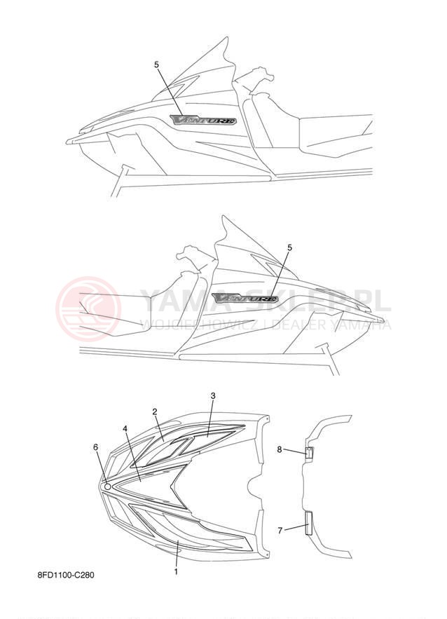 Schemat "naklejki" do Yamaha VENTURE 600 VT60J