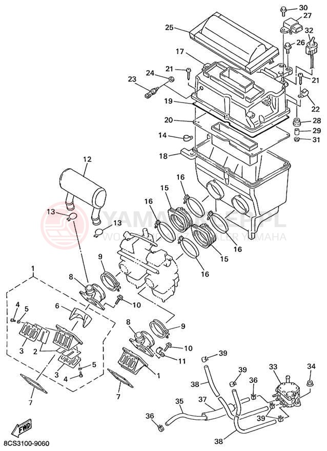 Schemat "Wtrysk paliwa" do Yamaha MOUNTAIN MAX 600 MM600PC