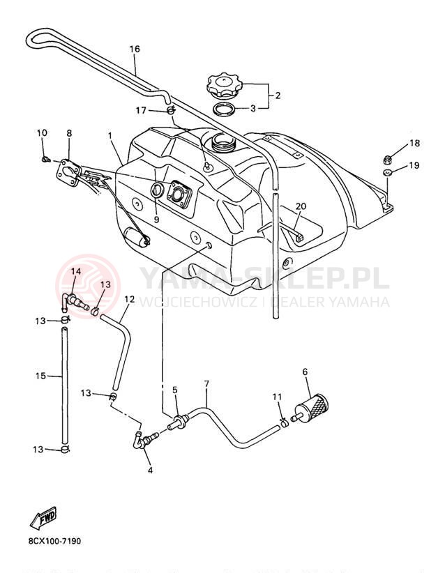 Schemat "zbiornik paliwa" do Yamaha MOUNTAIN MAX 700 MM700A/MM600A