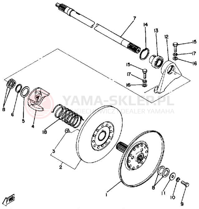 Schemat "Przeniesienie napędu" do Yamaha EX440E