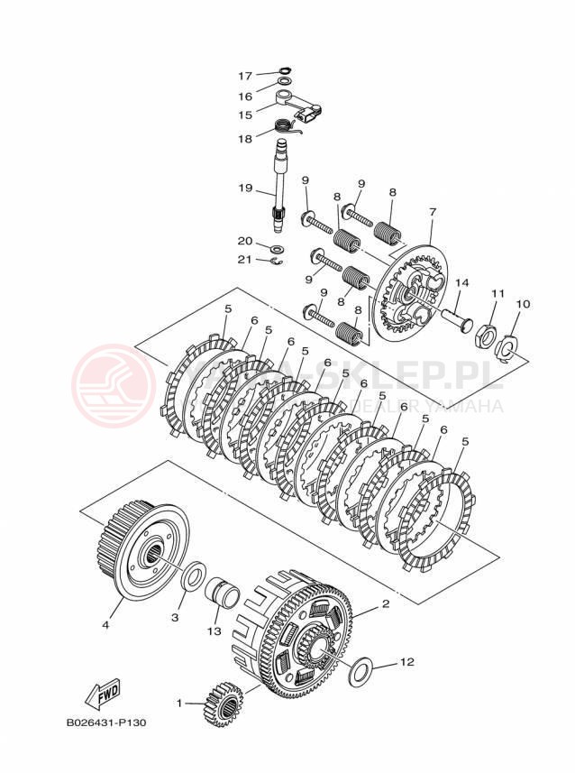 Schemat "sprzęgło" do Yamaha YZFR3 YZFR3FL/YZFR3FR/YZFR3FB