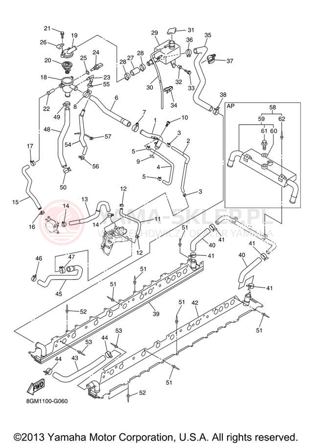 Schemat "Układ chlodzenia" do Yamaha RS VECTOR RS90RXB/RS90GTXL