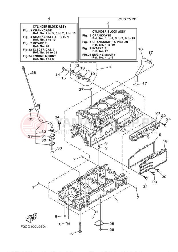 Schemat "Obudowa silnika" do Yamaha WAVERUNNER FZS GX1800AL