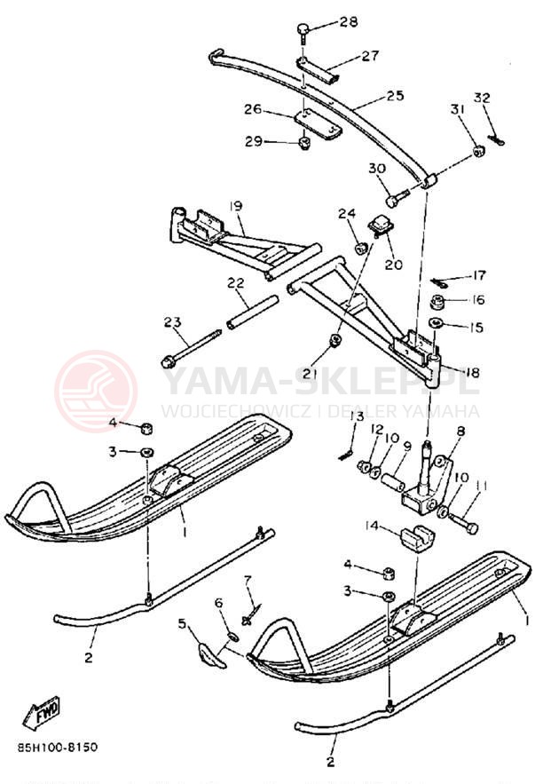 Schemat "płozy" do Yamaha SNOSCOOT SV80M
