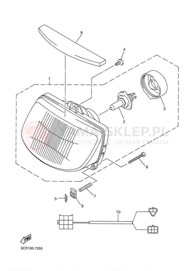 Schemat "Lampa przód" do Yamaha V-MAX 500 VX500F