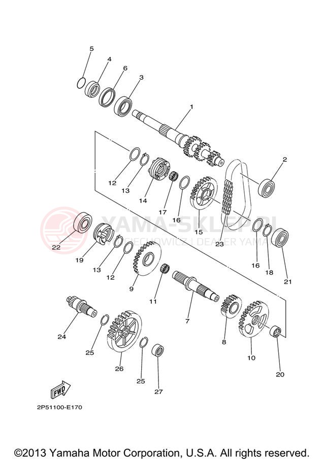 Schemat "Skrzynia biegów " do Yamaha RHINO 450 HUNTER YXR45FHX