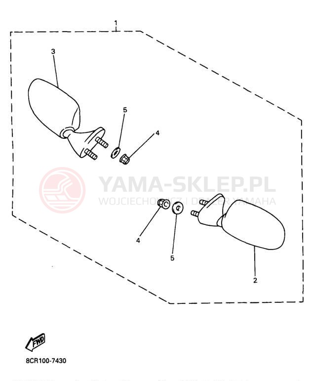 Schemat "MIRROR SET" do Yamaha VMAX 500 XT VX500XTB
