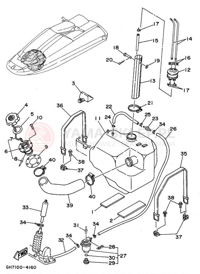 Schemat "zbiornik paliwa" do Yamaha SUPER JET SJ700T