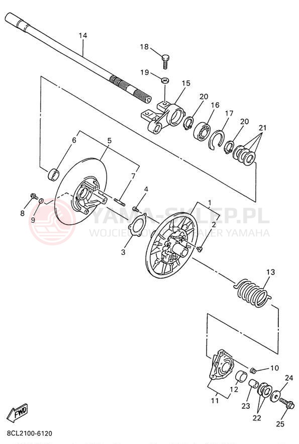 Schemat "Przeniesienie napędu" do Yamaha VMAX 500 DX VX500DXW