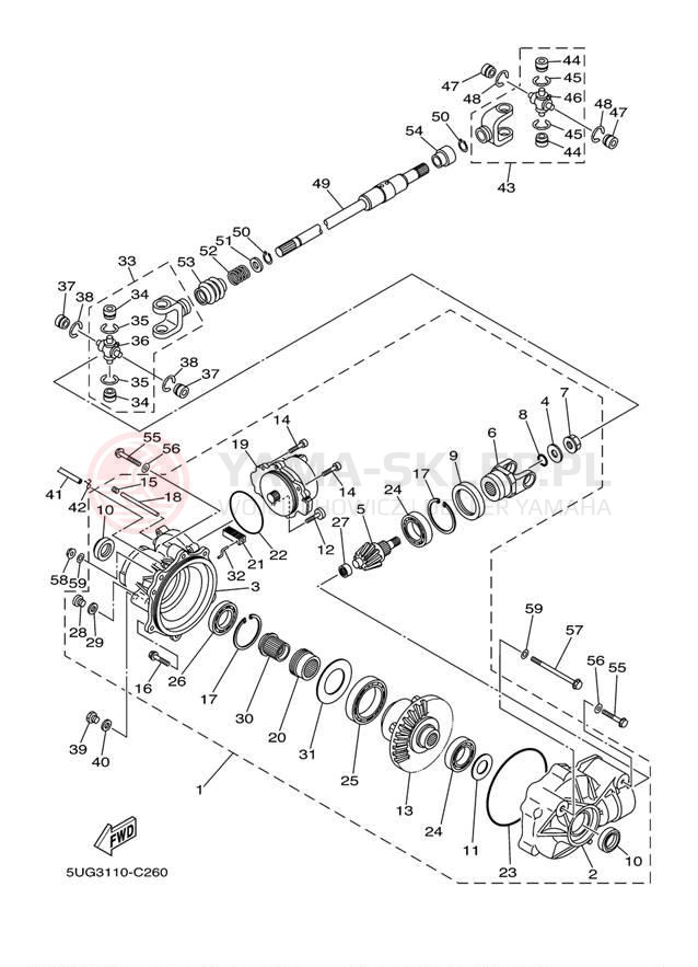 Schemat "Wał napędowy przód" do Yamaha RHINO YXR660FAT