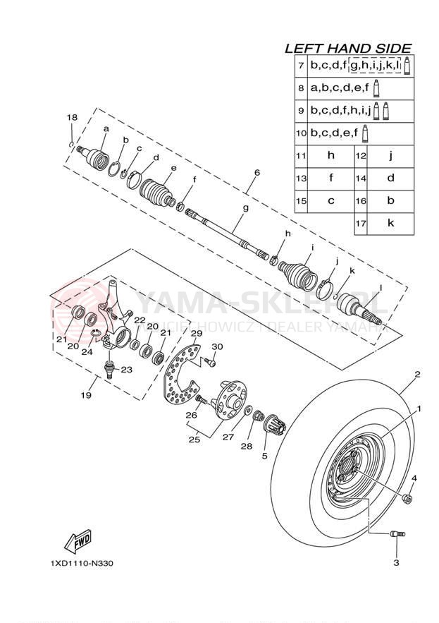 Schemat "Koło przód" do Yamaha VIKING 700 YXM700DEG/YXM700DER