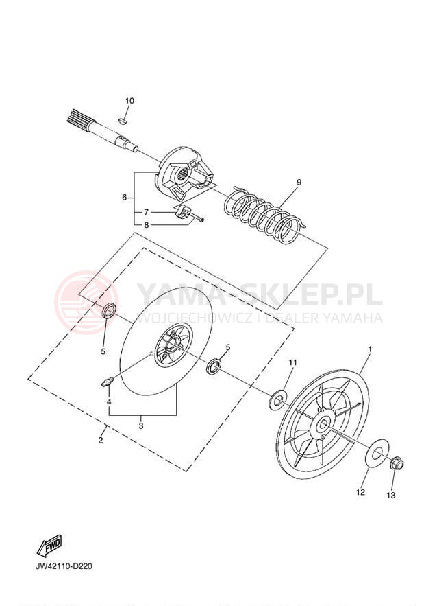 Schemat "Przeniesienie napędu" do Yamaha PRO HAULER 700 YXP700AT