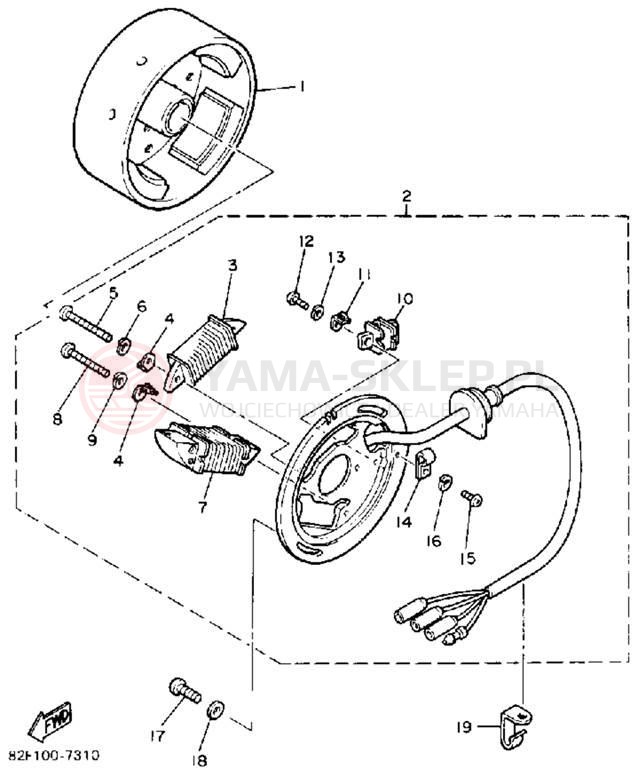 Schemat "prądnica" do Yamaha BRAVO T (LONG TRACK) BR250TL