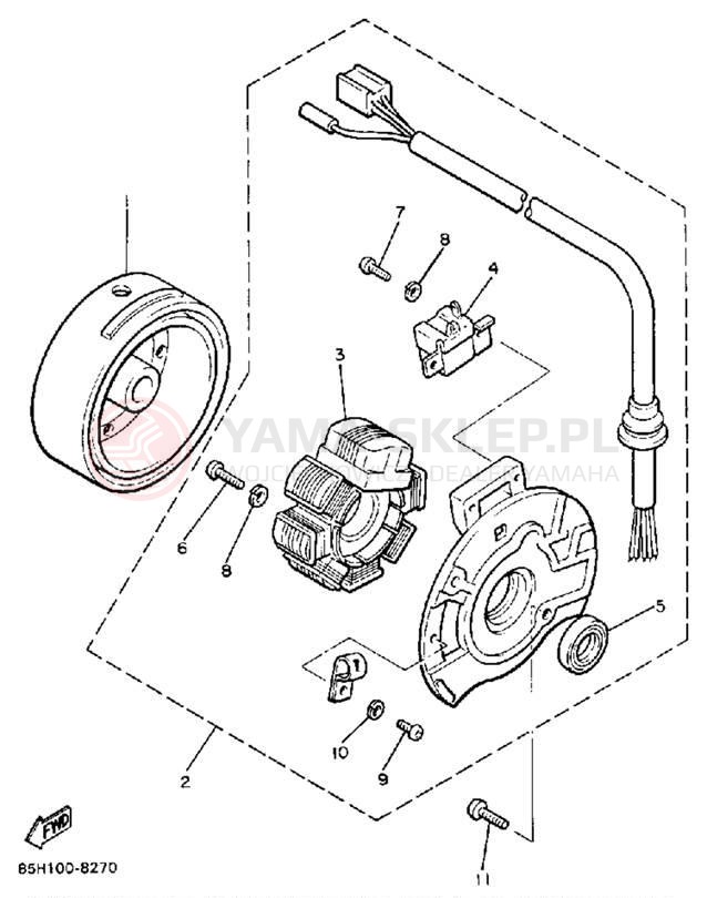Schemat "prądnica" do Yamaha SNOSCOOT SV80N
