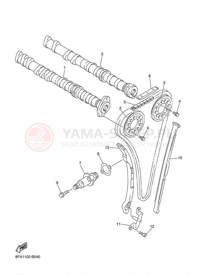 Schemat "Rozrząd - łańcuszek" do Yamaha RX-1 ER RX10RK/RX10RSK