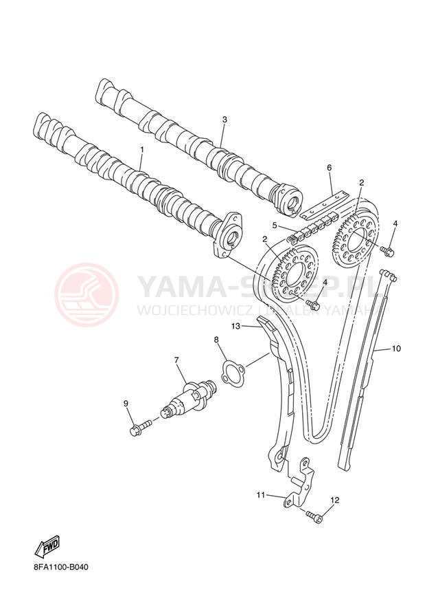 Schemat "Rozrząd - łańcuszek" do Yamaha RX-1 ER RX10RJ/RX10RSJ