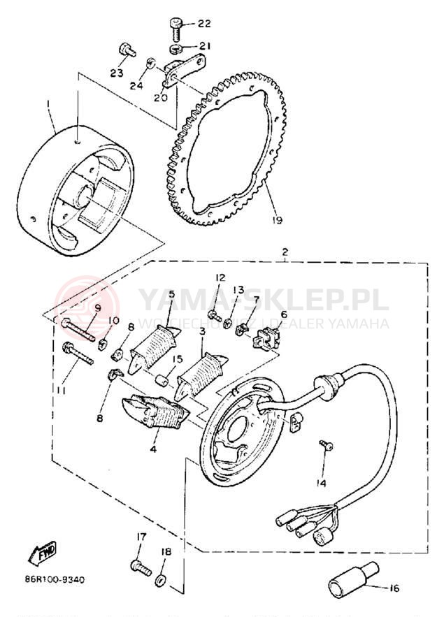 Schemat "prądnica" do Yamaha VK540 VK540EN