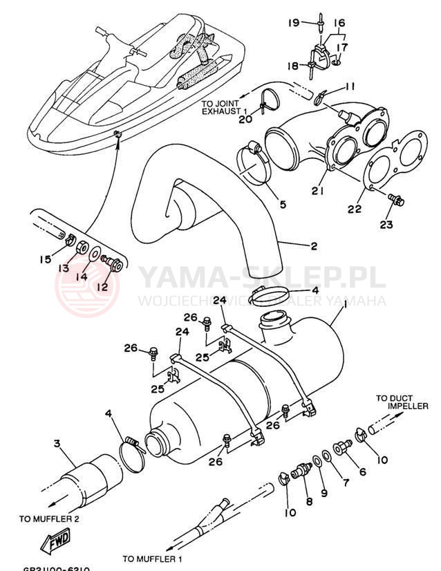 Schemat "Wydech końcowy" do Yamaha WAVE RAIDER 760 RA760U