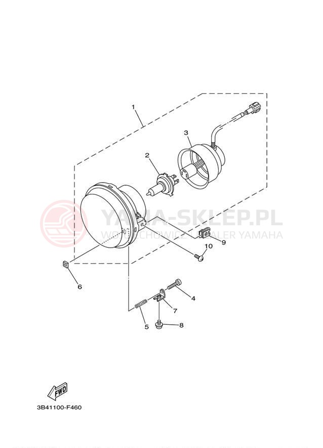 Schemat "Lampa przód" do Yamaha VIKING 700 EPS YXM700PEL