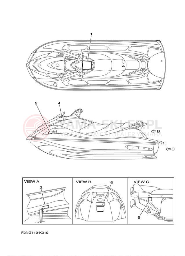 Schemat "naklejki" do Yamaha WAVERUNNER VX SPORT VX1100CM
