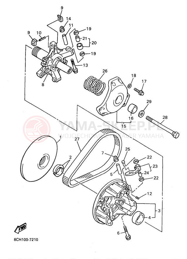 Schemat "PRIMARY SHEAVE" do Yamaha VMAX 600 SX VX600SXA/VX700SXA